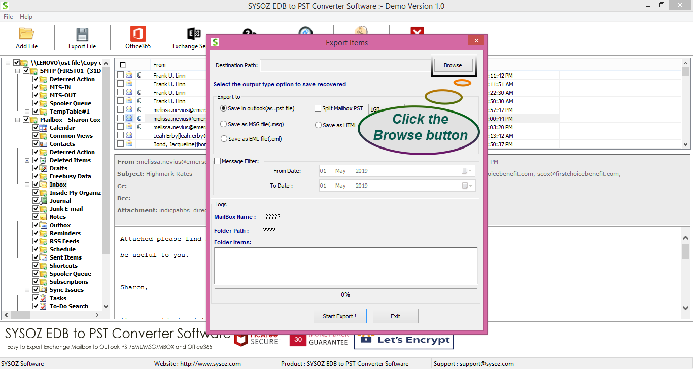 Convert Exchange EDB mailbox to PST